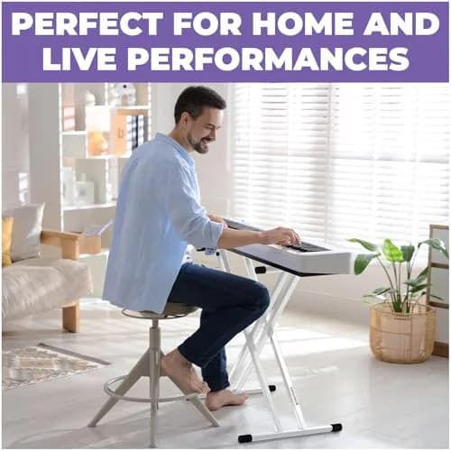 Liquid Stands White X-Style Keyboard Stand for Musicians | Adjustable Height 27"-37", 160lb Capacity thumbnail 6