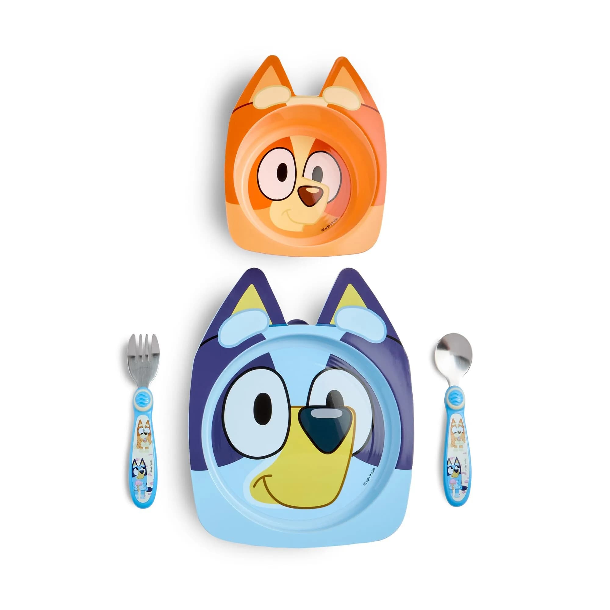 The First Years Bluey Kids Dinnerware Set with Suction Plate, Bowl, Fork & Spoon | 4-Piece Toddler Feeding Essentials