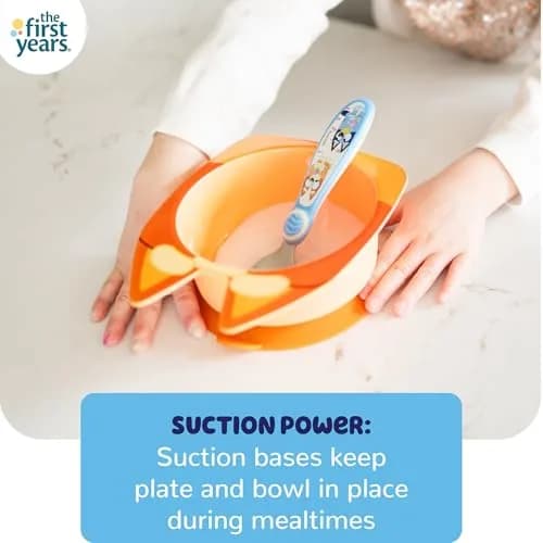 The First Years Bluey Kids Dinnerware Set with Suction Plate, Bowl, Fork & Spoon | 4-Piece Toddler Feeding Essentials thumbnail 4