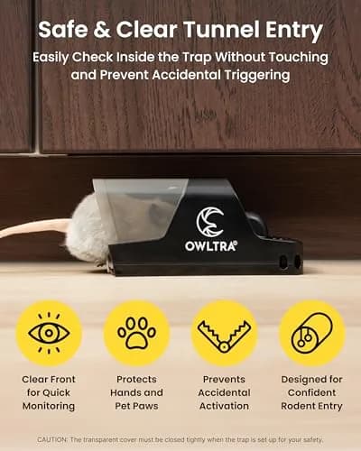 OWLTRA Extra Large Plastic Tunnel Snap Rat Trap 2PCS | Instant Kill, Touch-Free Release, Indoor & Outdoor thumbnail 3