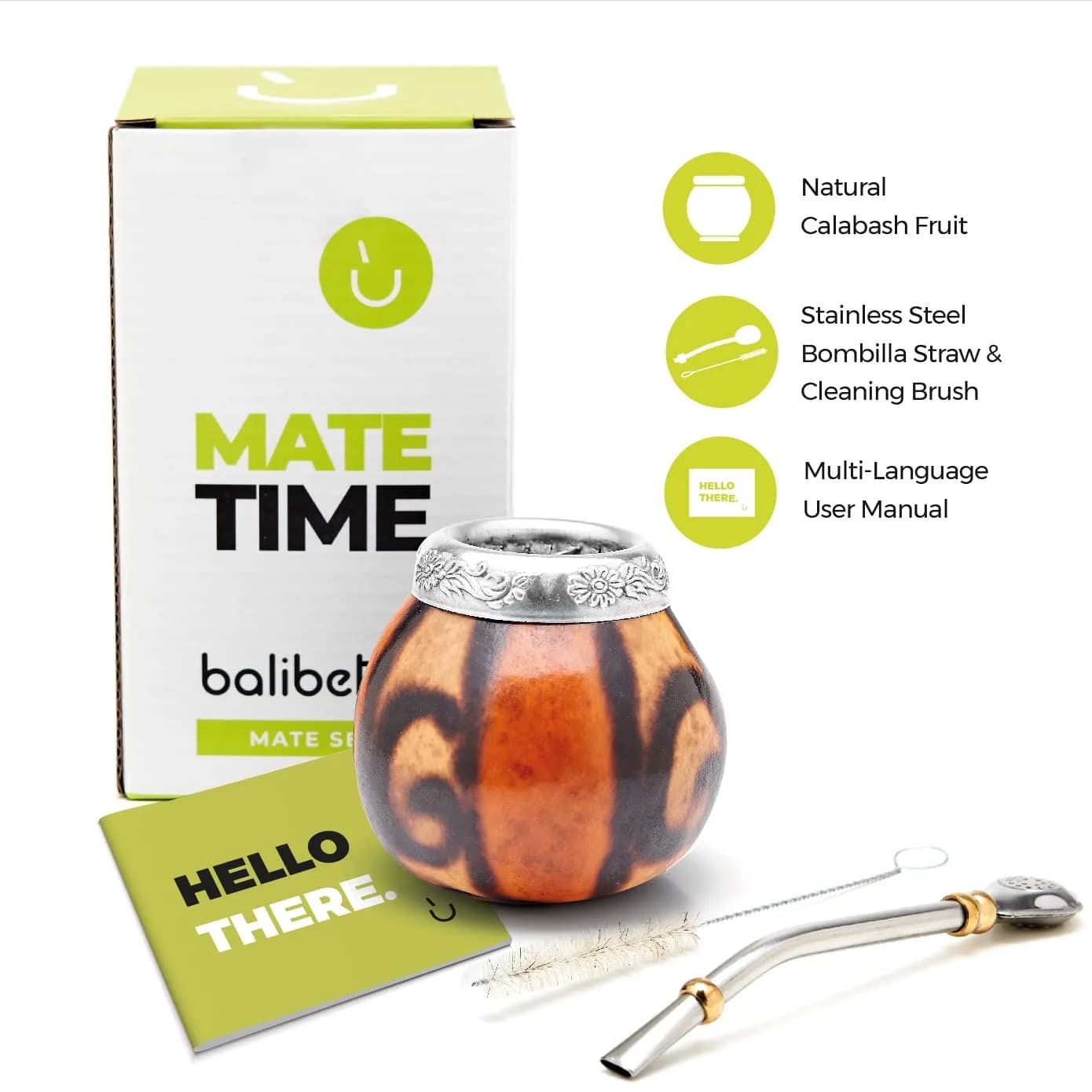 BALIBETOV Natural Wood Yerba Mate Gourd Set - 7 Ounces | Authentic Handmade Argentine Cup - view 3