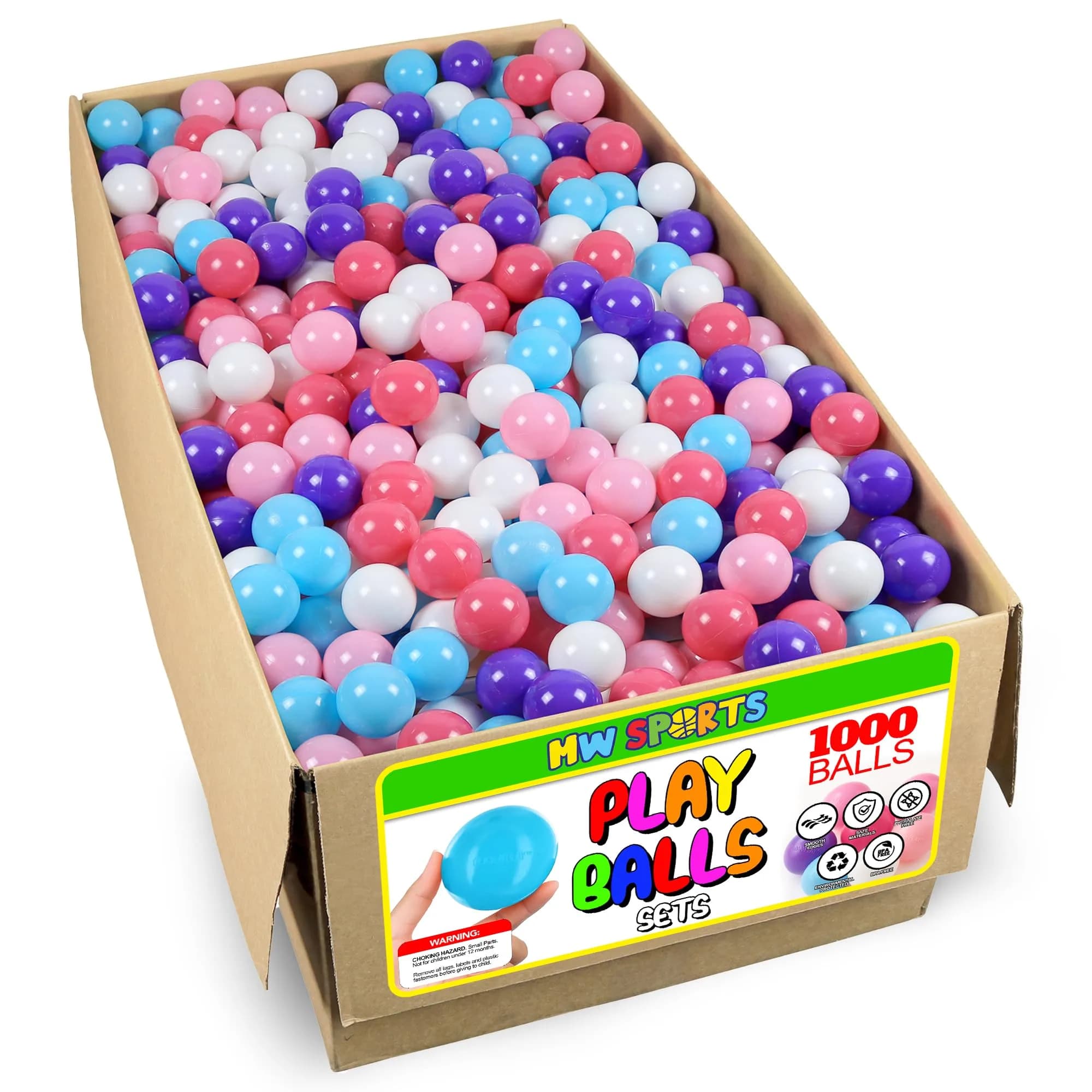 MW SPORTS Play Balls for Ball Pit | Crush Proof Plastic, BPA & Phthalate Free, Pastel Colors, 1000 Balls