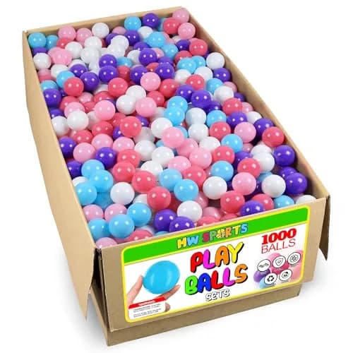 MW SPORTS Play Balls for Ball Pit | Crush Proof Plastic, BPA & Phthalate Free, Pastel Colors, 1000 Balls thumbnail 1