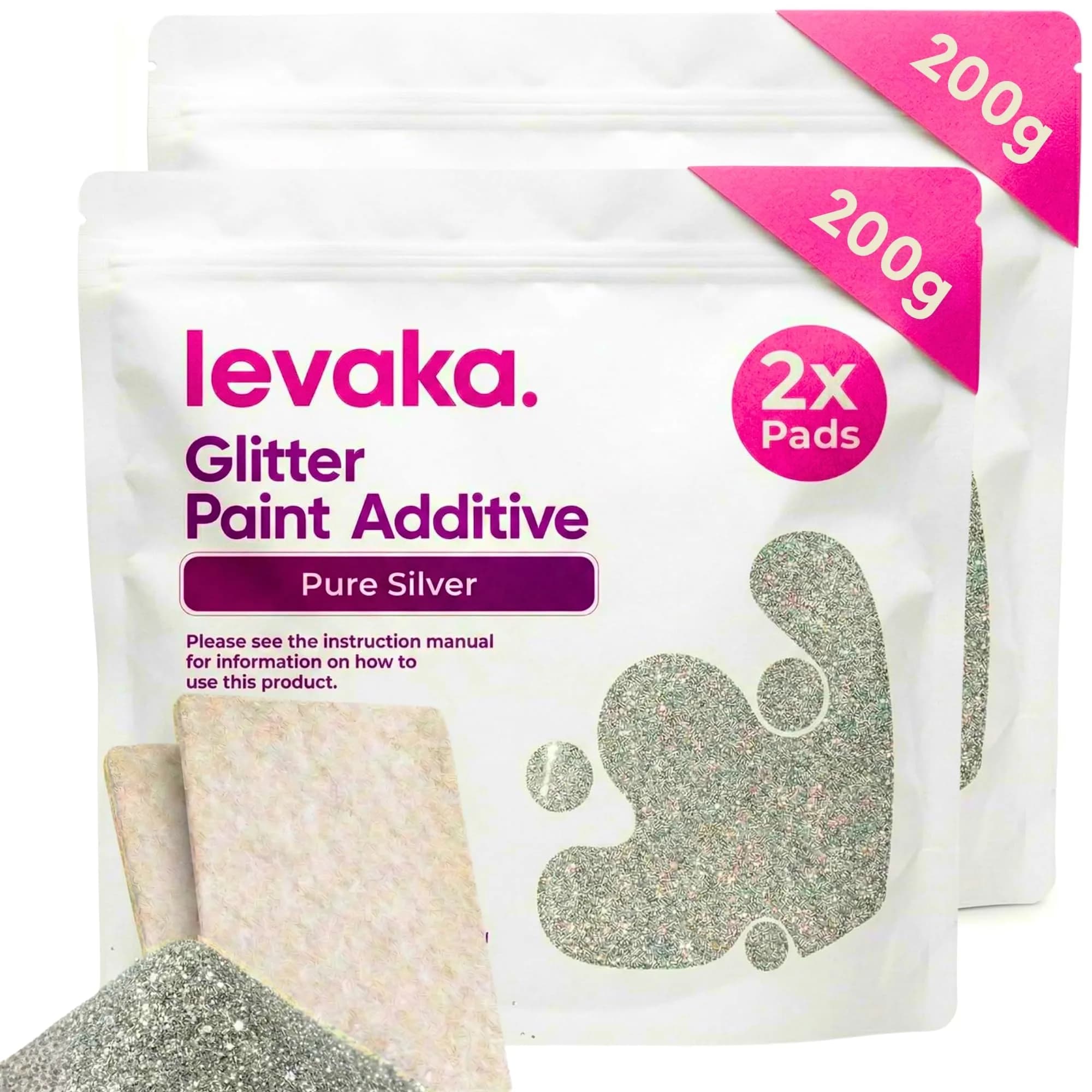 FBGC Pure Silver Glitter Paint Additive 400g (14.11oz) | Adds Sparkle to Walls & Furniture - main product image