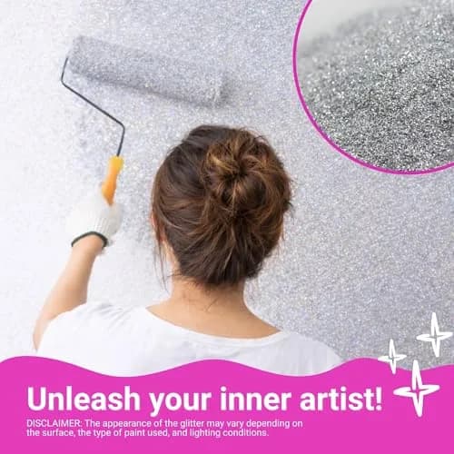 FBGC Pure Silver Glitter Paint Additive 400g (14.11oz) | Adds Sparkle to Walls & Furniture thumbnail 6