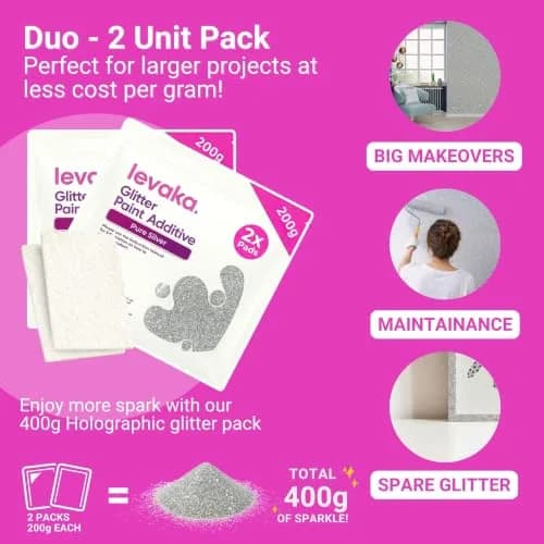 FBGC Pure Silver Glitter Paint Additive 400g (14.11oz) | Adds Sparkle to Walls & Furniture thumbnail 2