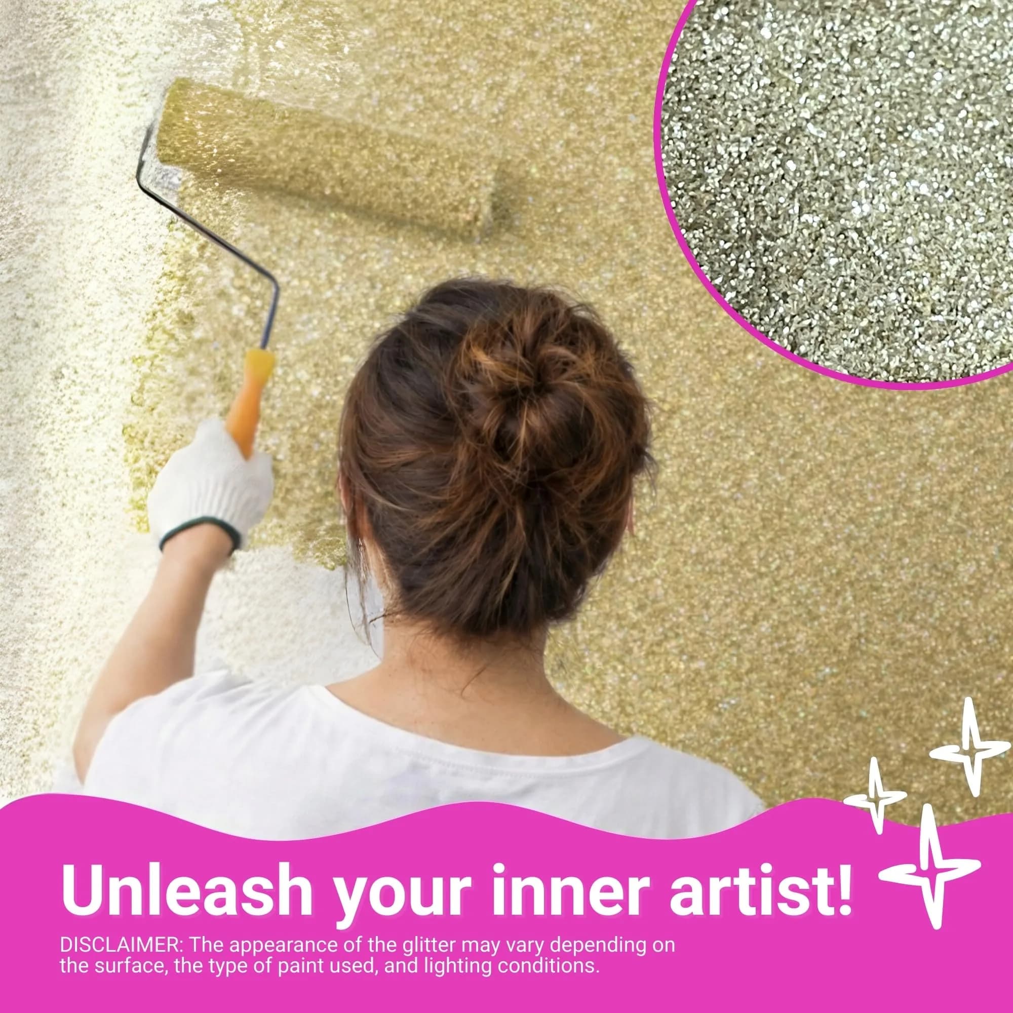 FBGC Pure Silver Glitter Paint Additive - Champagne Gold, 5.3oz (150g) | Adds Sparkle to Walls & Furniture - view 4