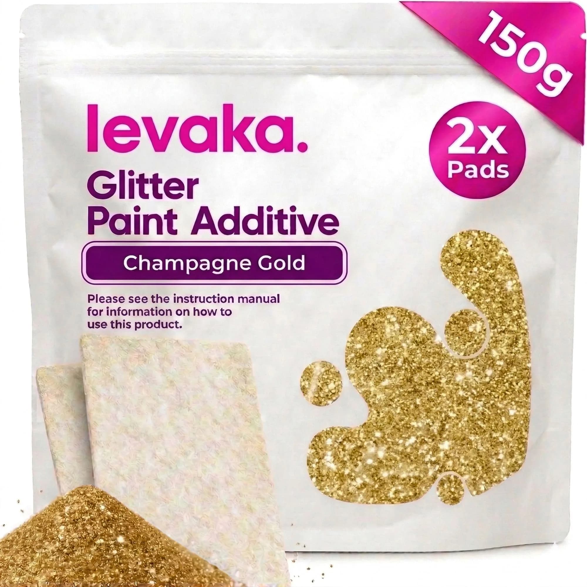 FBGC Pure Silver Glitter Paint Additive 400g (14.11oz) | Adds Sparkle to Walls & Furniture — Champagne Gold / 5.3oz