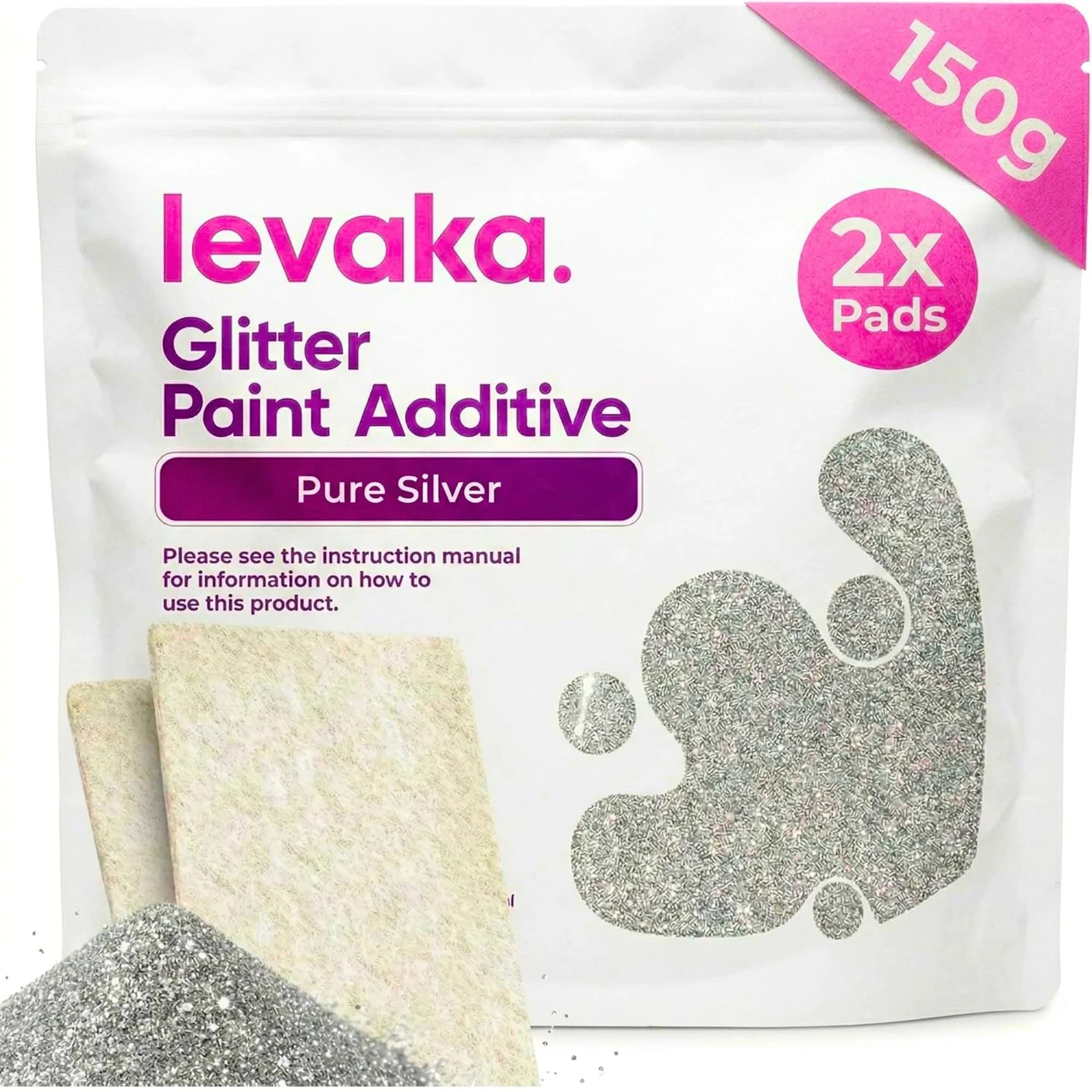 FBGC Pure Silver Glitter Paint Additive 5.3oz | Fine Sparkle for Walls & Furniture - main product image