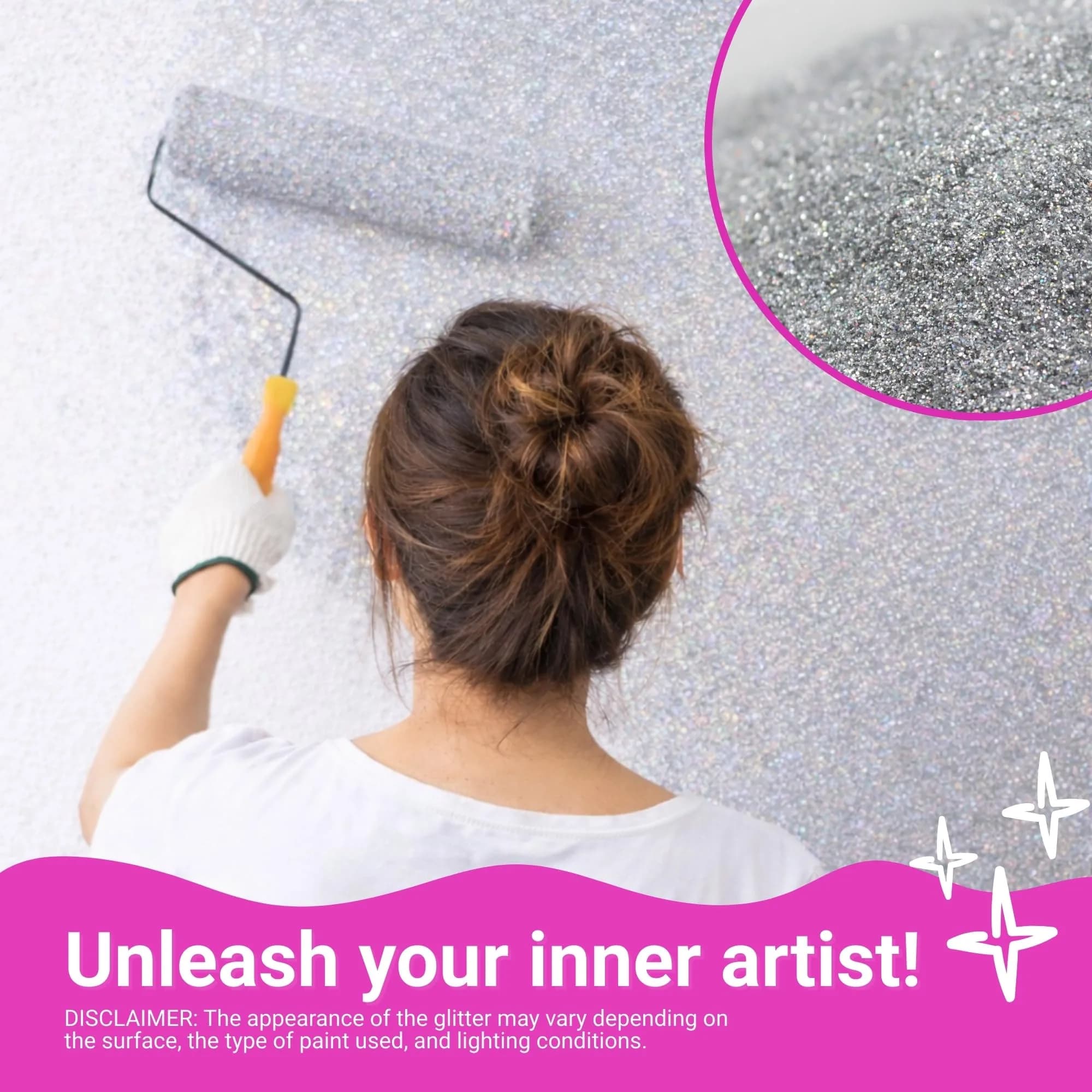 FBGC Pure Silver Glitter Paint Additive 5.3oz | Fine Sparkle for Walls & Furniture - view 2