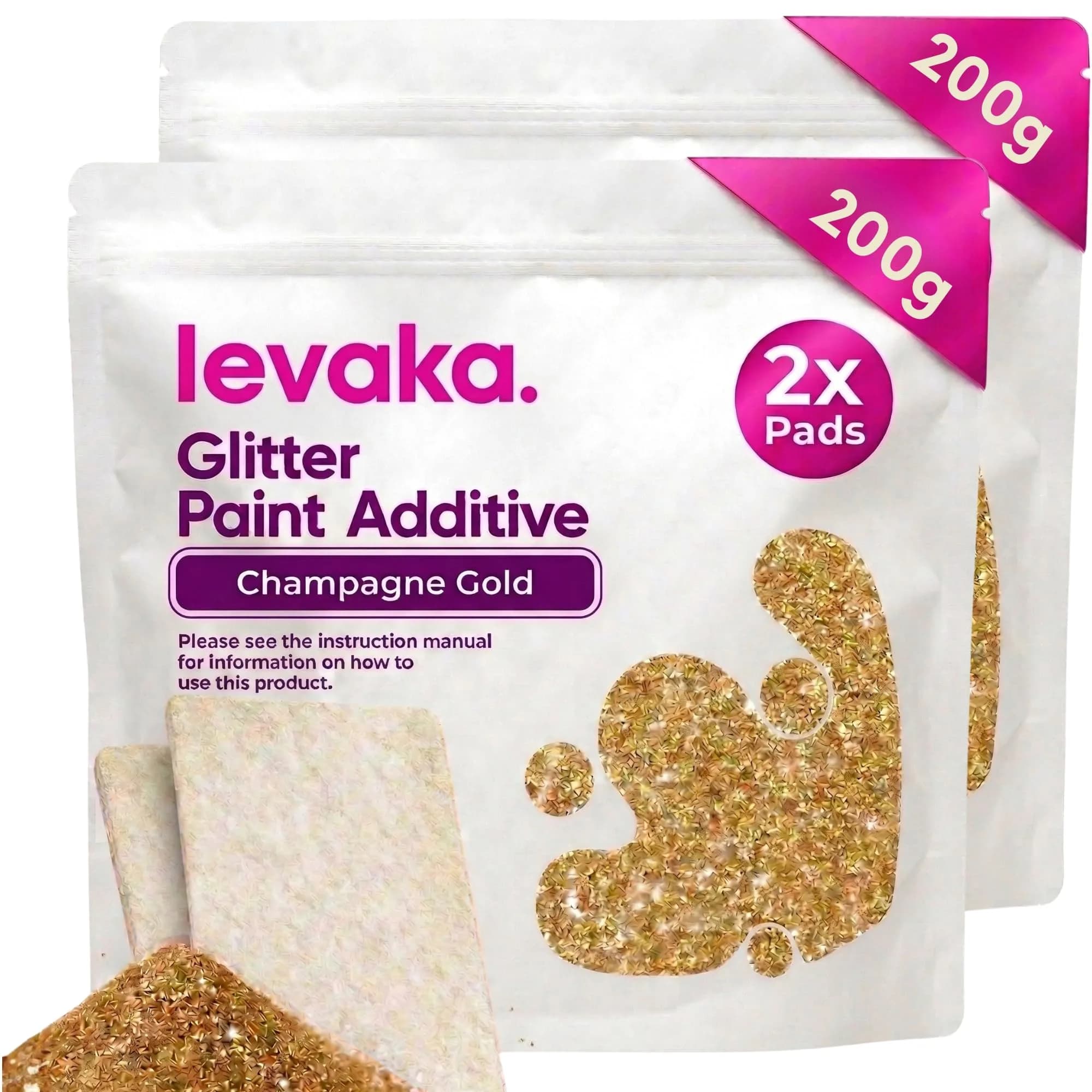 FBGC Pure Silver Glitter Paint Additive - Champagne Gold, 14.11oz (400g) for Walls & Furniture Sparkle - main product image