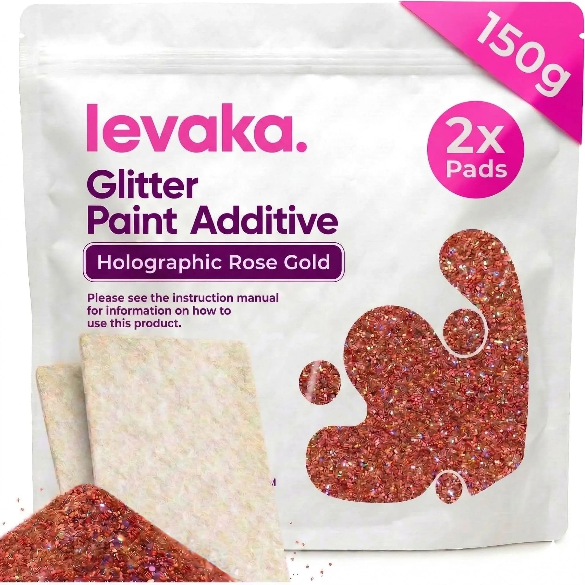 FBGC Pure Silver Glitter Paint Additive - Holographic Rose Gold, 5.3oz (150g) for Walls & Furniture - main product image