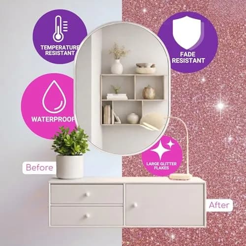 FBGC Pure Silver Glitter Paint Additive - Holographic Rose Gold, 5.3oz (150g) for Walls & Furniture thumbnail 4