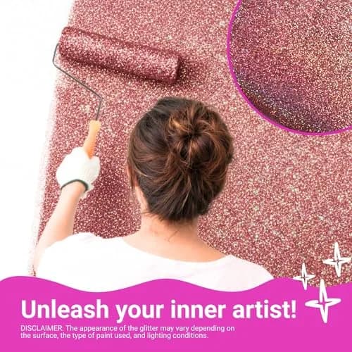 FBGC Pure Silver Glitter Paint Additive - Holographic Rose Gold, 5.3oz (150g) for Walls & Furniture thumbnail 3
