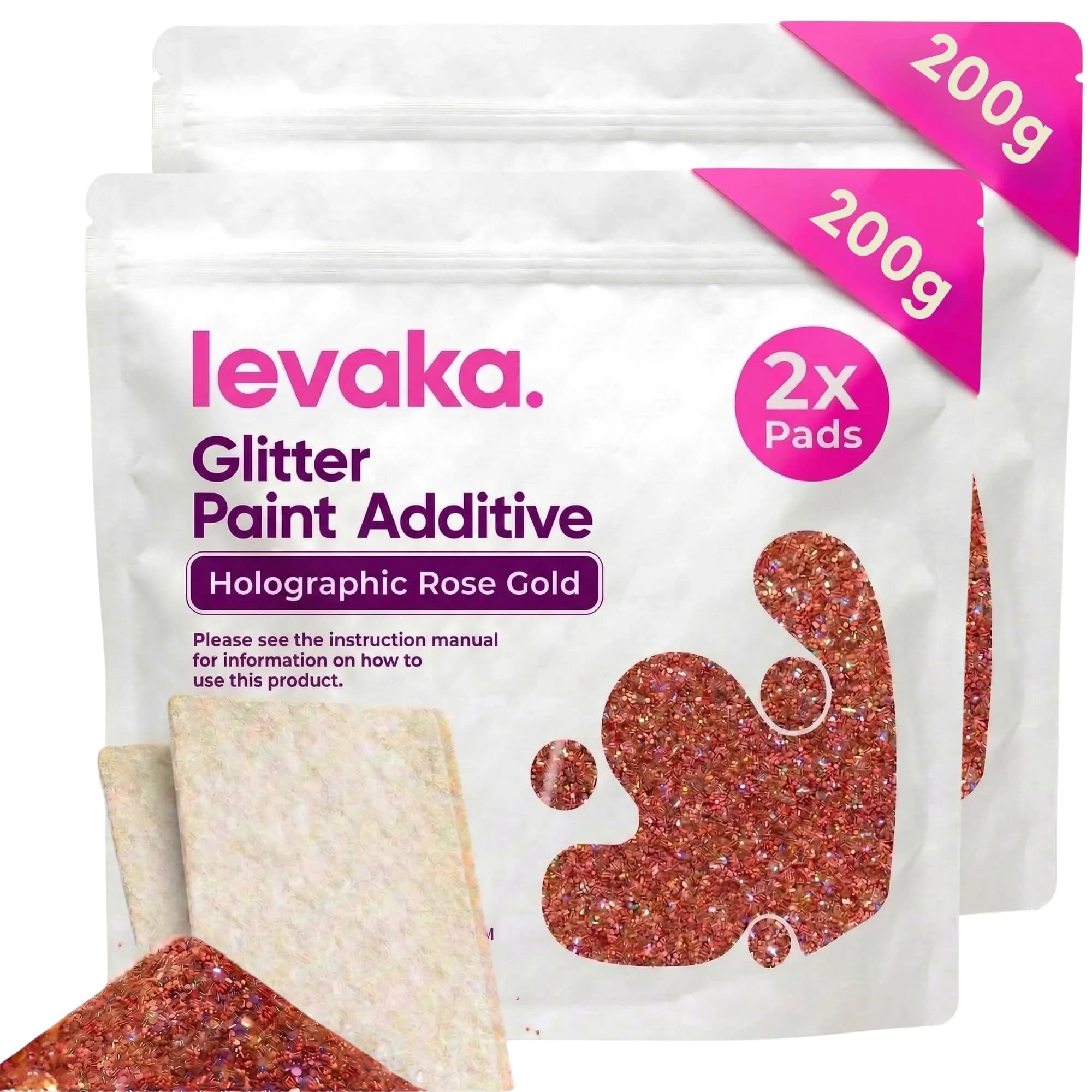 FBGC Holographic Rose Gold Pure Silver Glitter Paint Additive 14.11oz for Walls & Furniture - main product image