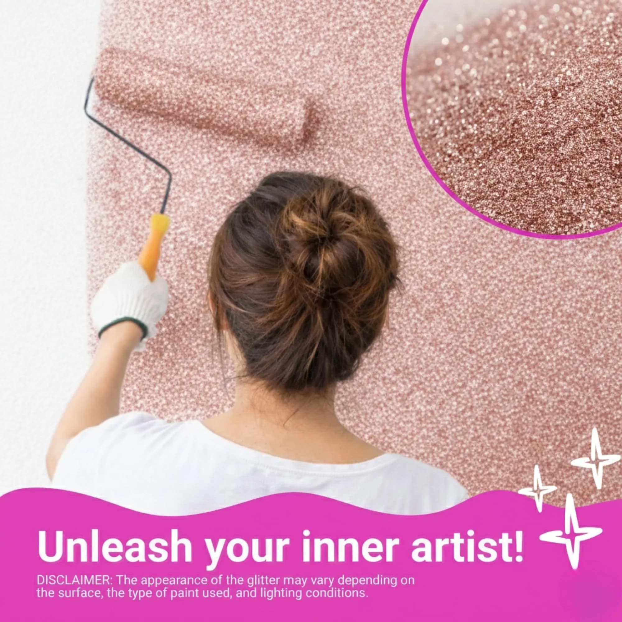 FBGC Pure Silver Rose Gold Glitter Paint Additive 5.3oz | Sparkle for Walls & Furniture - view 2