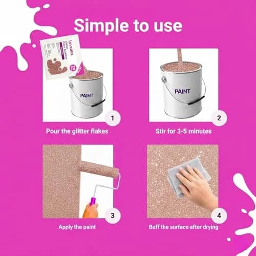 FBGC Pure Silver Rose Gold Glitter Paint Additive 5.3oz | Sparkle for Walls & Furniture thumbnail 3
