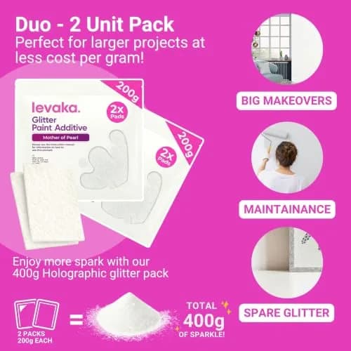 FBGC Pure Silver Mother of Pearl Glitter Paint Additive 14.11oz | For Dazzling Walls & Furniture thumbnail 2