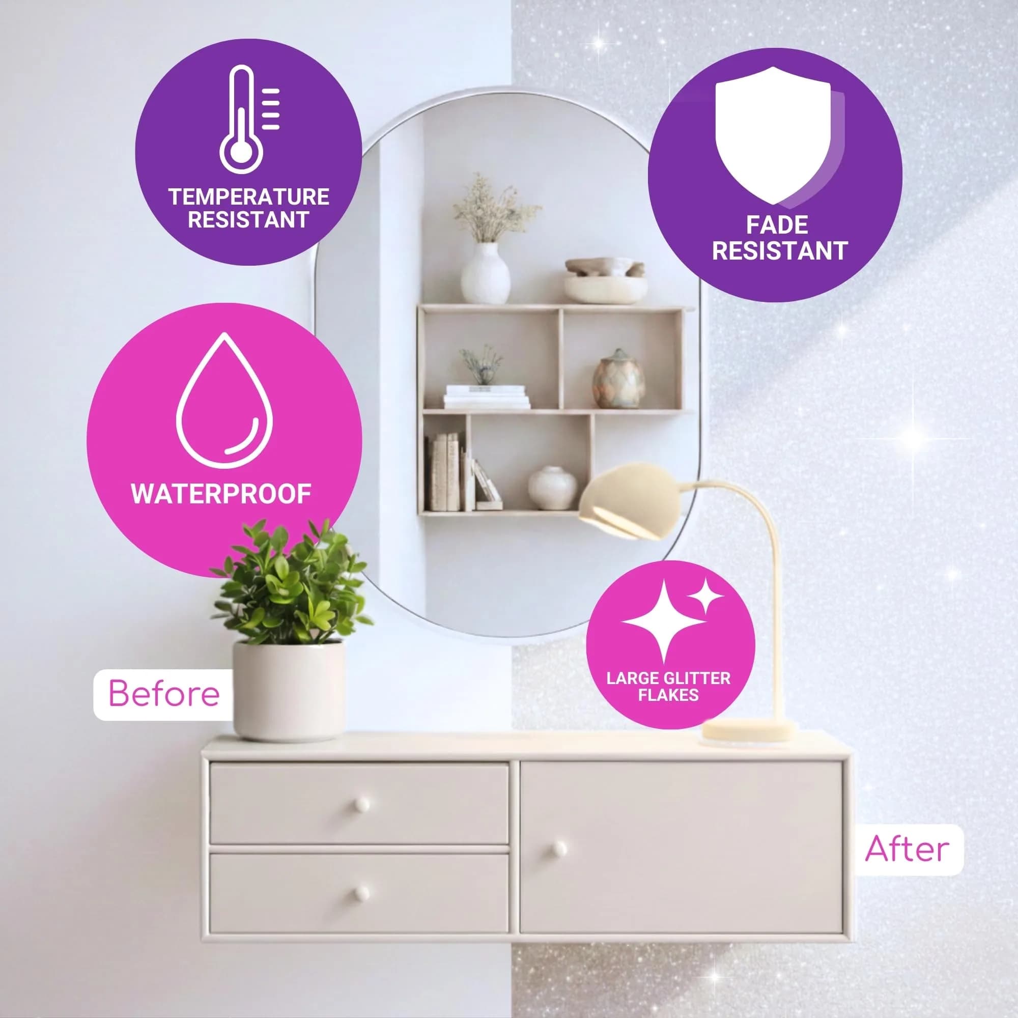 FBGC Pure Silver Mother of Pearl Glitter Paint Additive 14.11oz | For Dazzling Walls & Furniture - view 3