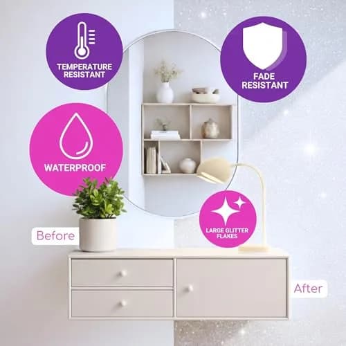 FBGC Pure Silver Mother of Pearl Glitter Paint Additive 14.11oz | For Dazzling Walls & Furniture thumbnail 3
