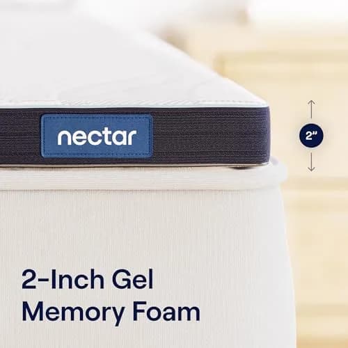 Nectar Firmer Mattress Topper Twin 51cm x 191cm (2" x 38" x 75") | Cooling Gel Memory Foam for Firm Support thumbnail 2