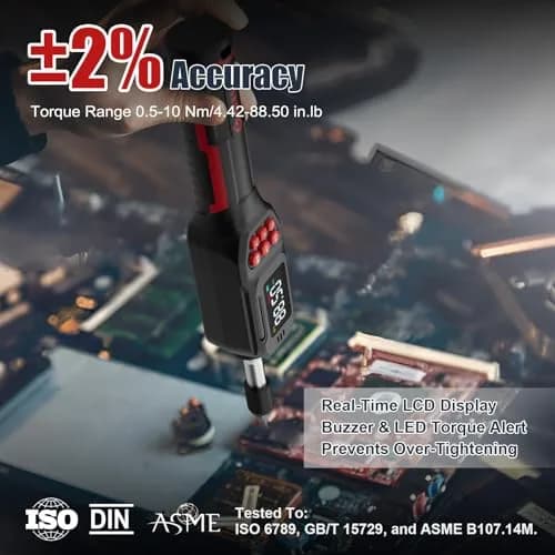 VANPO Digital Torque Screwdriver 0.5-10 Nm (4.42-88.5 in-lb) | Precision Tool for Bikes, Optics & Electronics thumbnail 3