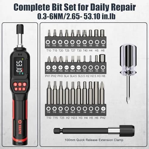 VANPO Digital Torque Screwdriver 1/4-Inch Drive 0.3-6Nm (2.65-53.10 in.lb) | Precision Gunsmithing Tool thumbnail 5
