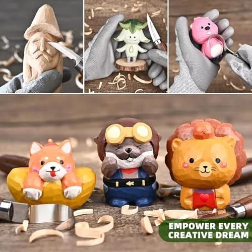IMYMEE Wood Whittling Kit for Beginners - 25-Piece Set with Basswood Blocks & Carving Tools | Walnut Handles thumbnail 4