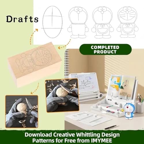 IMYMEE Wood Whittling Kit for Beginners - 25-Piece Set with Basswood Blocks & Carving Tools | Walnut Handles thumbnail 2