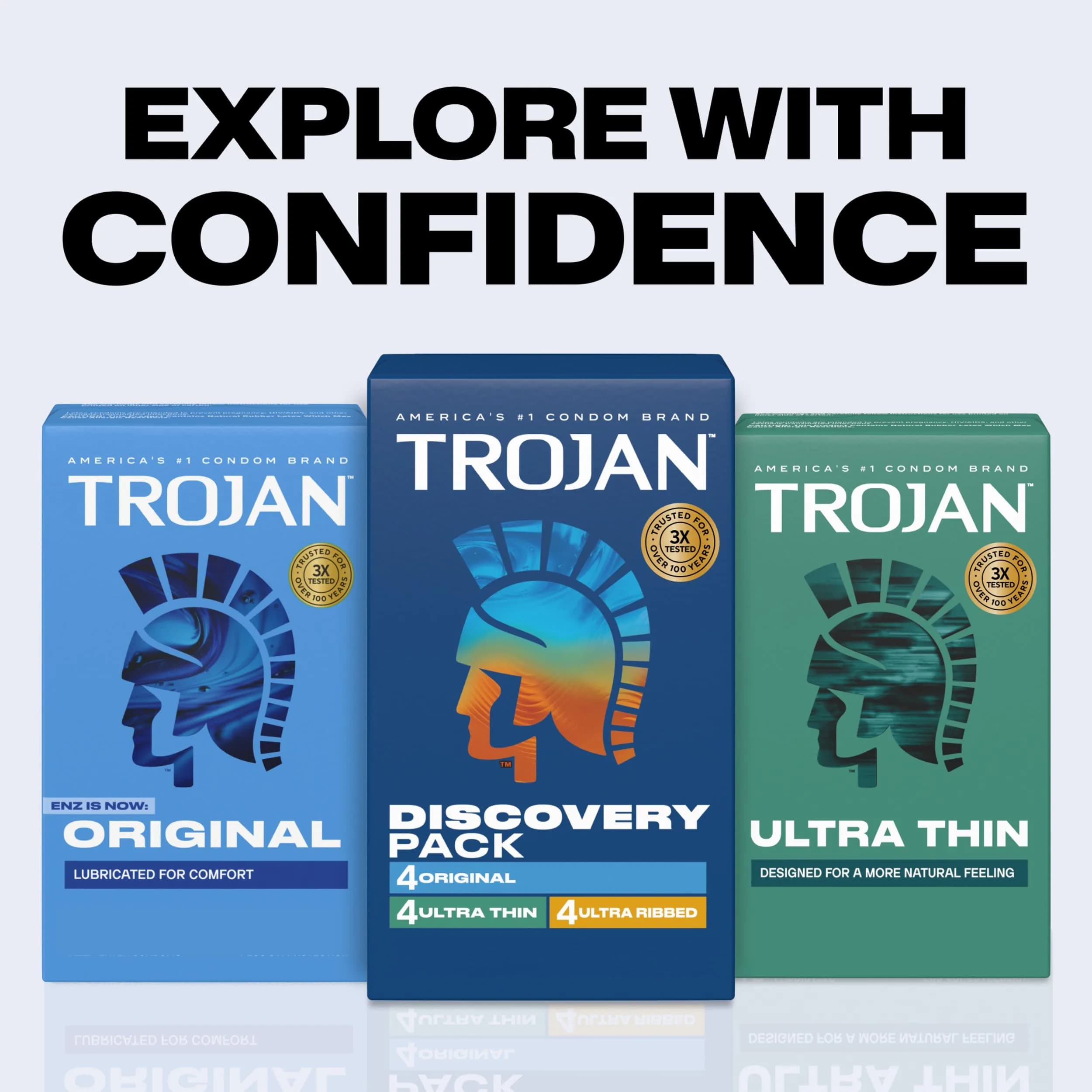 TROJAN Discovery Pack Assorted Latex Lubricated Condoms for Men, 12 Count | Variety Pack: Original, Ultra Thin, Ultra Ribbed - view 7