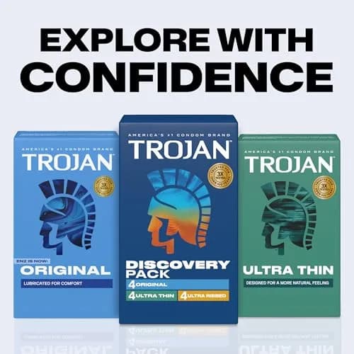 TROJAN Discovery Pack Assorted Latex Lubricated Condoms for Men, 12 Count | Variety Pack: Original, Ultra Thin, Ultra Ribbed thumbnail 7