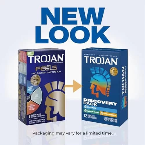 TROJAN Discovery Pack Assorted Latex Lubricated Condoms for Men, 12 Count | Variety Pack: Original, Ultra Thin, Ultra Ribbed - view 2