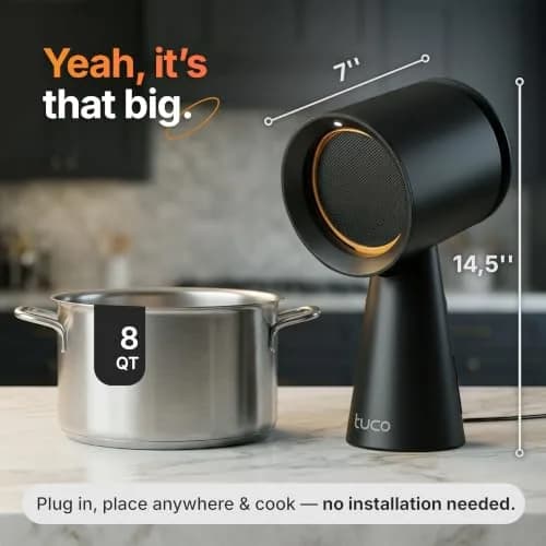 TUCO Portable Range Hood Black 19.7 cm (7.75 in) | ETL Certified Ductless Kitchen Exhaust Fan with 5-Layer Filter thumbnail 4