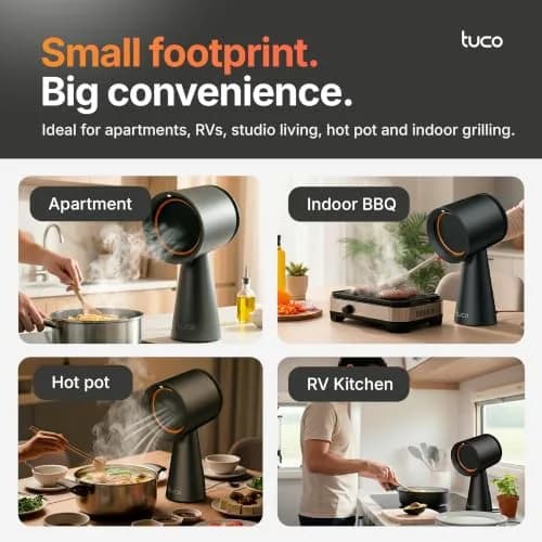 TUCO Portable Range Hood Black 19.7 cm (7.75 in) | ETL Certified Ductless Kitchen Exhaust Fan with 5-Layer Filter thumbnail 6