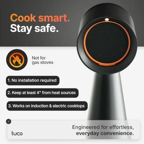 TUCO Portable Range Hood Black 19.7 cm (7.75 in) | ETL Certified Ductless Kitchen Exhaust Fan with 5-Layer Filter thumbnail 7
