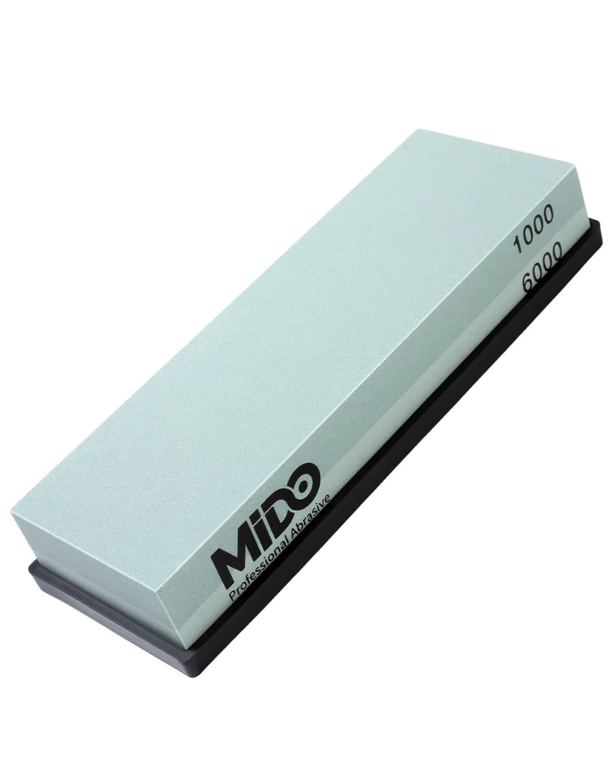 MIDO Professional Abrasive 1000/6000 Grit Knife Sharpening Stone Dual Sided Whetstone with Non-Slip Rubber Base, 18cm (7.09") — 1000/6000 Grit