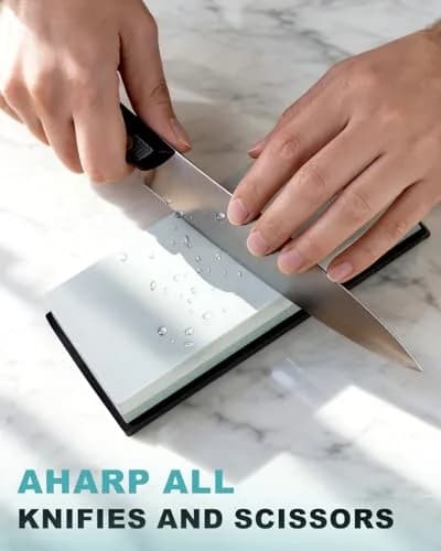 MIDO Professional Abrasive 1000/6000 Grit Knife Sharpening Stone Dual Sided Whetstone with Non-Slip Rubber Base, 18cm (7.09") thumbnail 4