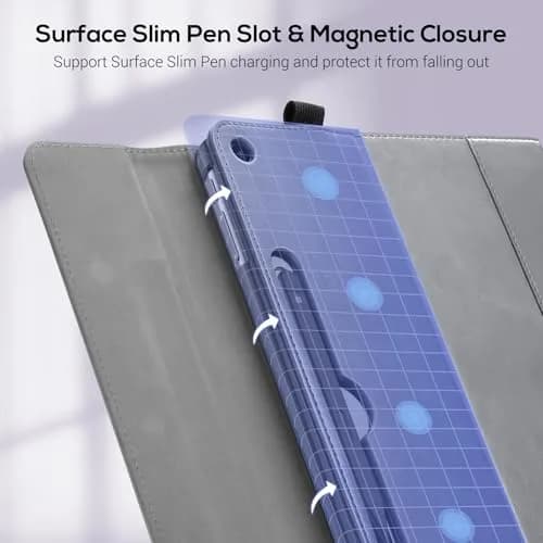 ProCase Premium PU Leather Folio Stand Case for Surface Pro 12" (2025 Release), Grey | Wireless Pen Charging & Multi-Angle Stand thumbnail 3