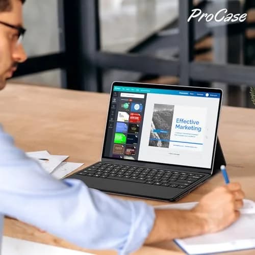ProCase Premium PU Leather Folio Stand Case for Surface Pro 12" | Wireless Pen Charging & Extra Storage thumbnail 7
