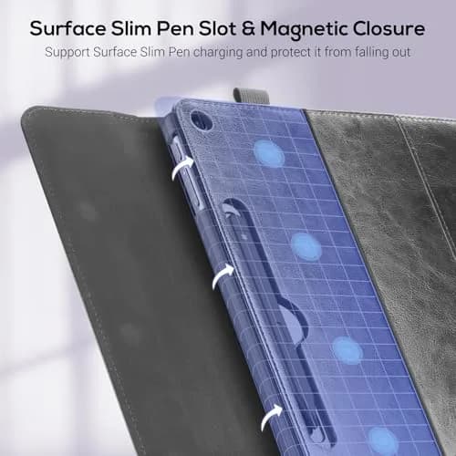 ProCase Premium PU Leather Folio Stand Case for Surface Pro 12" | Wireless Pen Charging & Extra Storage thumbnail 3