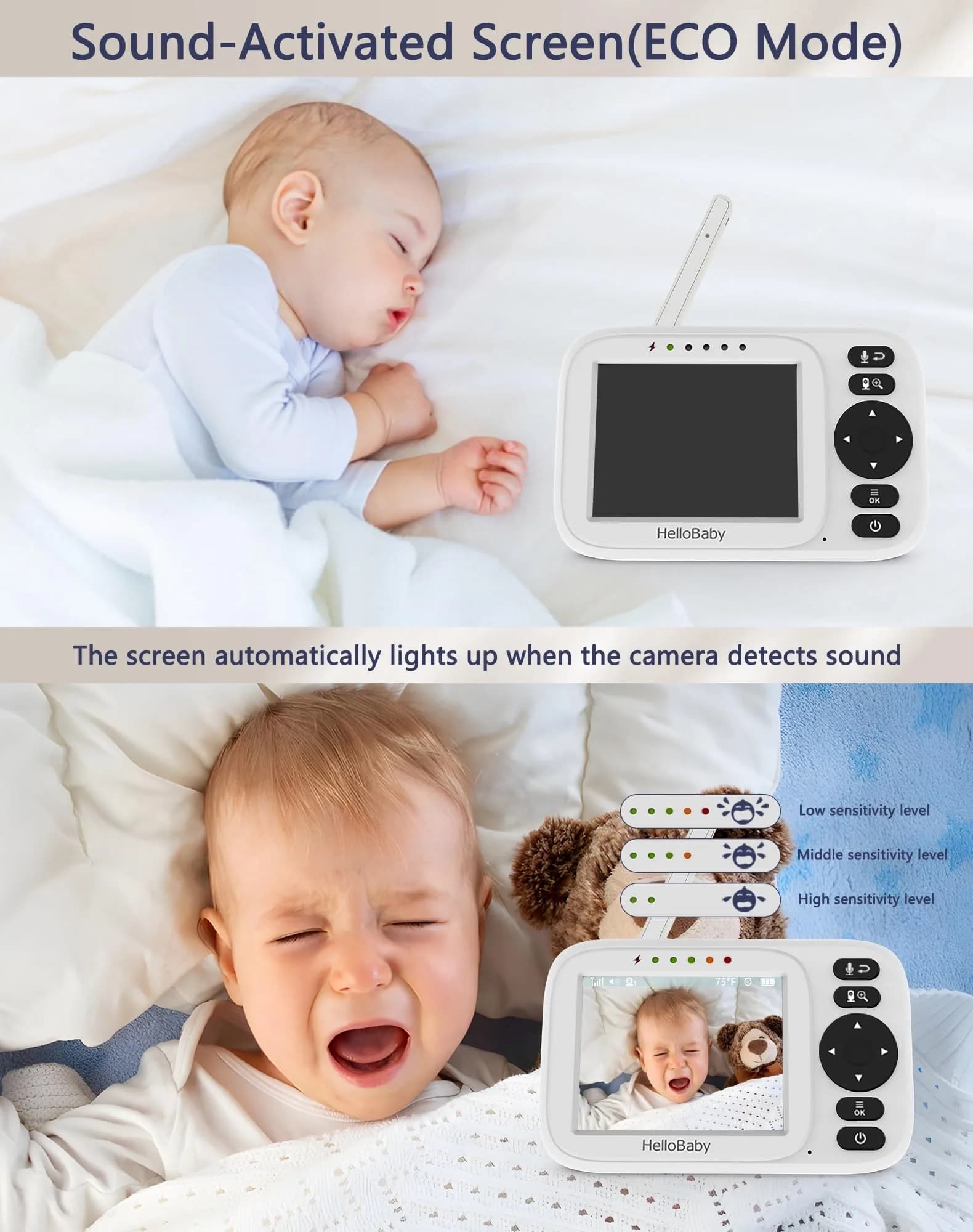 HelloBaby HB2438plus Video Baby Monitor with 3.2" Screen & 1 Camera | No WiFi, 1000ft Range, 2-Way Talk - view 5