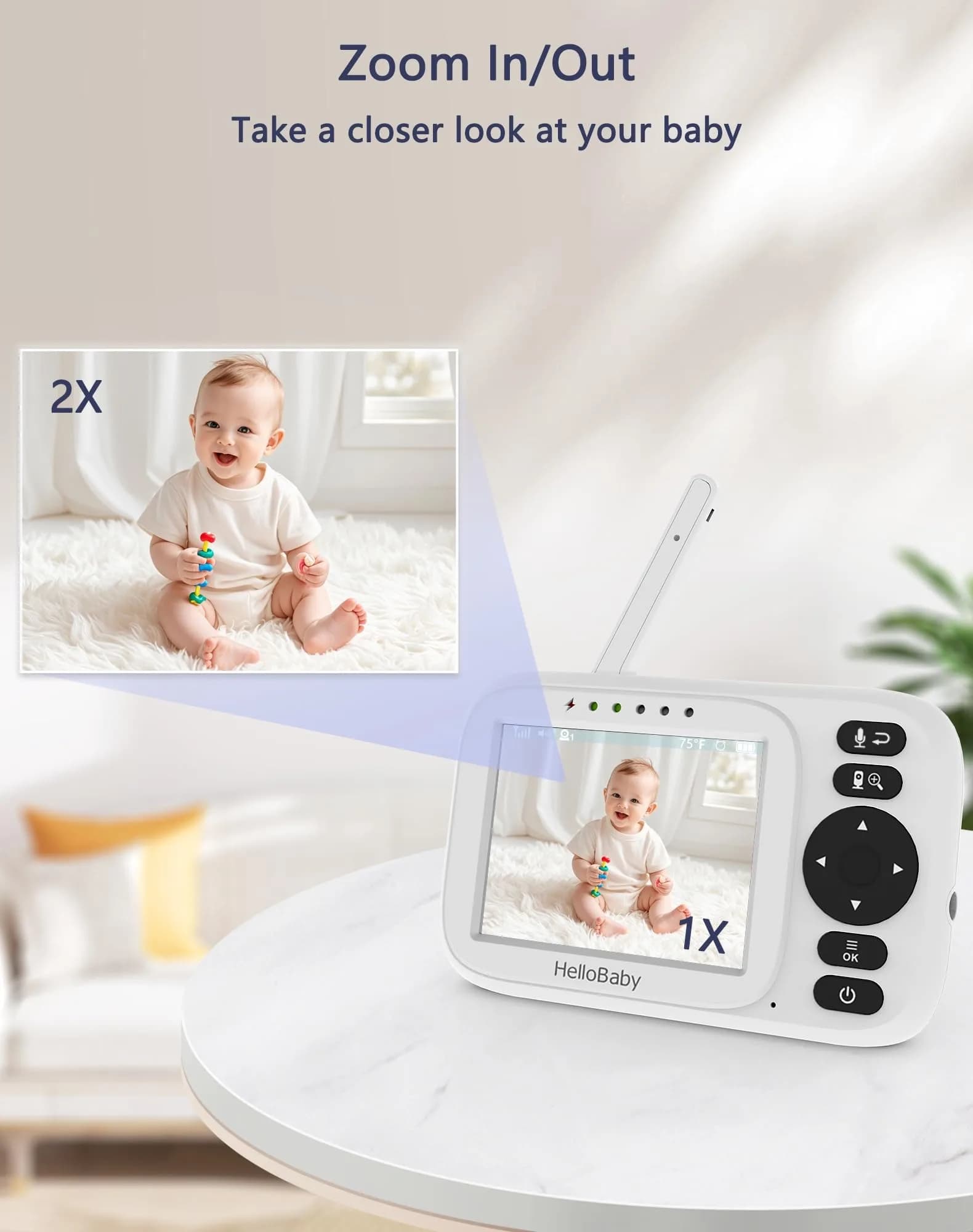 HelloBaby HB2438plus Video Baby Monitor with 3.2" Screen & 1 Camera | No WiFi, 1000ft Range, 2-Way Talk - view 8