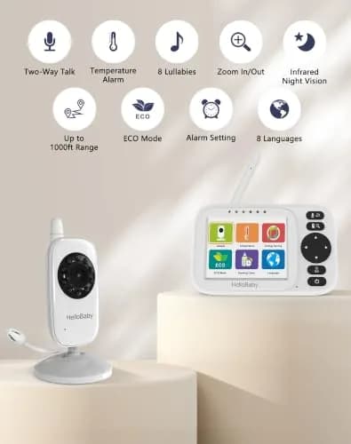 HelloBaby HB2438plus Video Baby Monitor with 3.2" Screen & 1 Camera | No WiFi, 1000ft Range, 2-Way Talk thumbnail 2