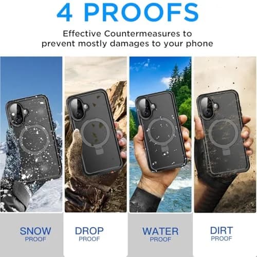 AICase Magnetic for iPhone 17 Case Waterproof Magsafe 6.3'' | IP68 Underwater Shockproof with Ring Stand thumbnail 4