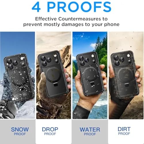 AICase Waterproof Magnetic Case for iPhone 17 Pro Max 6.9" (2025) with Kickstand & Screen Protector | IP68 Underwater Protection thumbnail 4