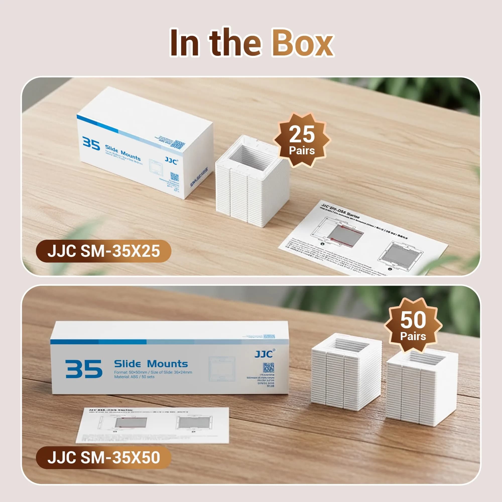JJC 35mm Slide Film Mounts 50 Pairs (100 pcs) | Premium Scanning Accessories for Projectors & Scanners - view 4