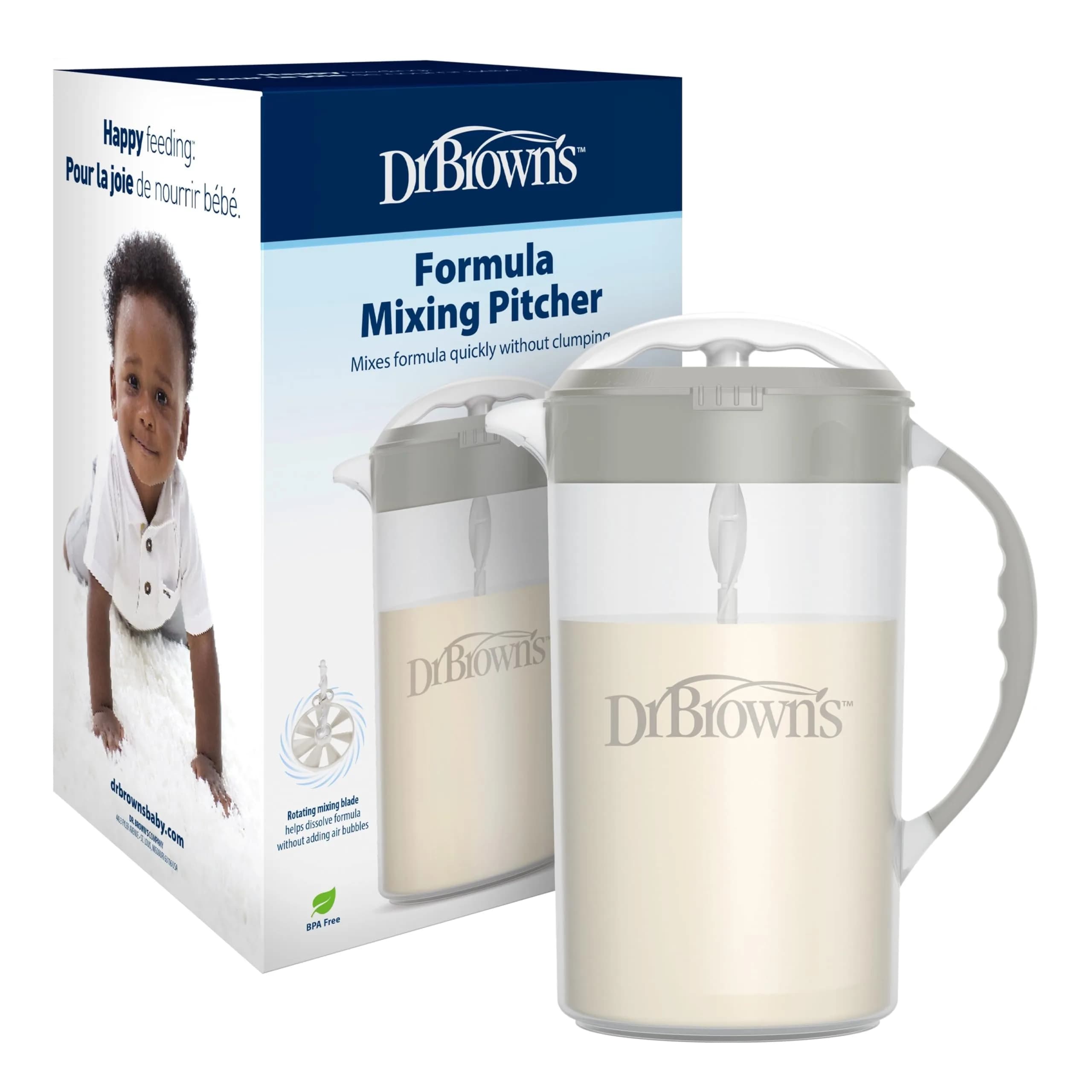 Dr. Brown's Formula Mixing Pitcher 36 oz (1065 ml) | Baby Formula Mixer with Adjustable Stopper — Pitcher Only: Gray