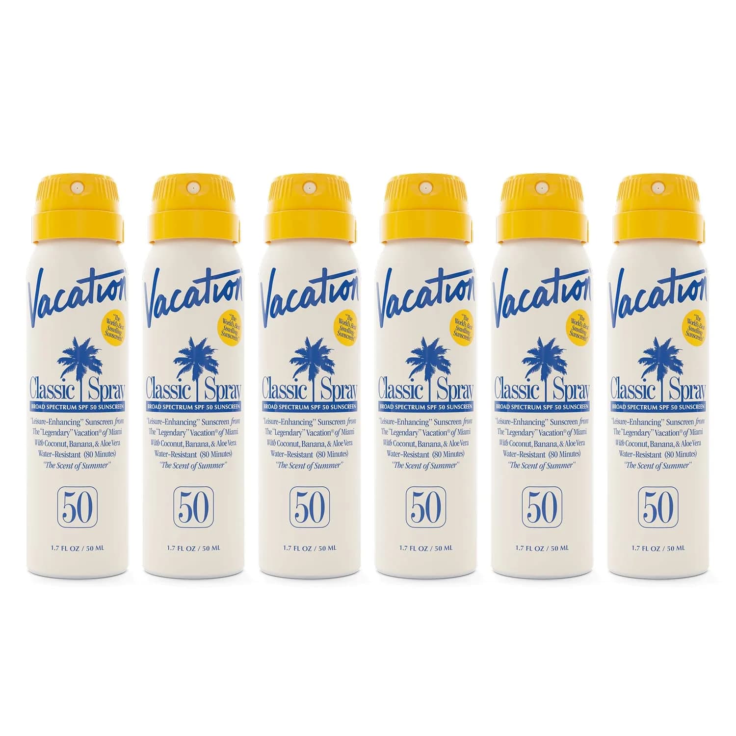 Vacation Mini Classic SPF 50 Sunscreen Spray 10.2 fl oz (300 ml) | Water Resistant 80 Min, Broad Spectrum, Octinoxate-Free