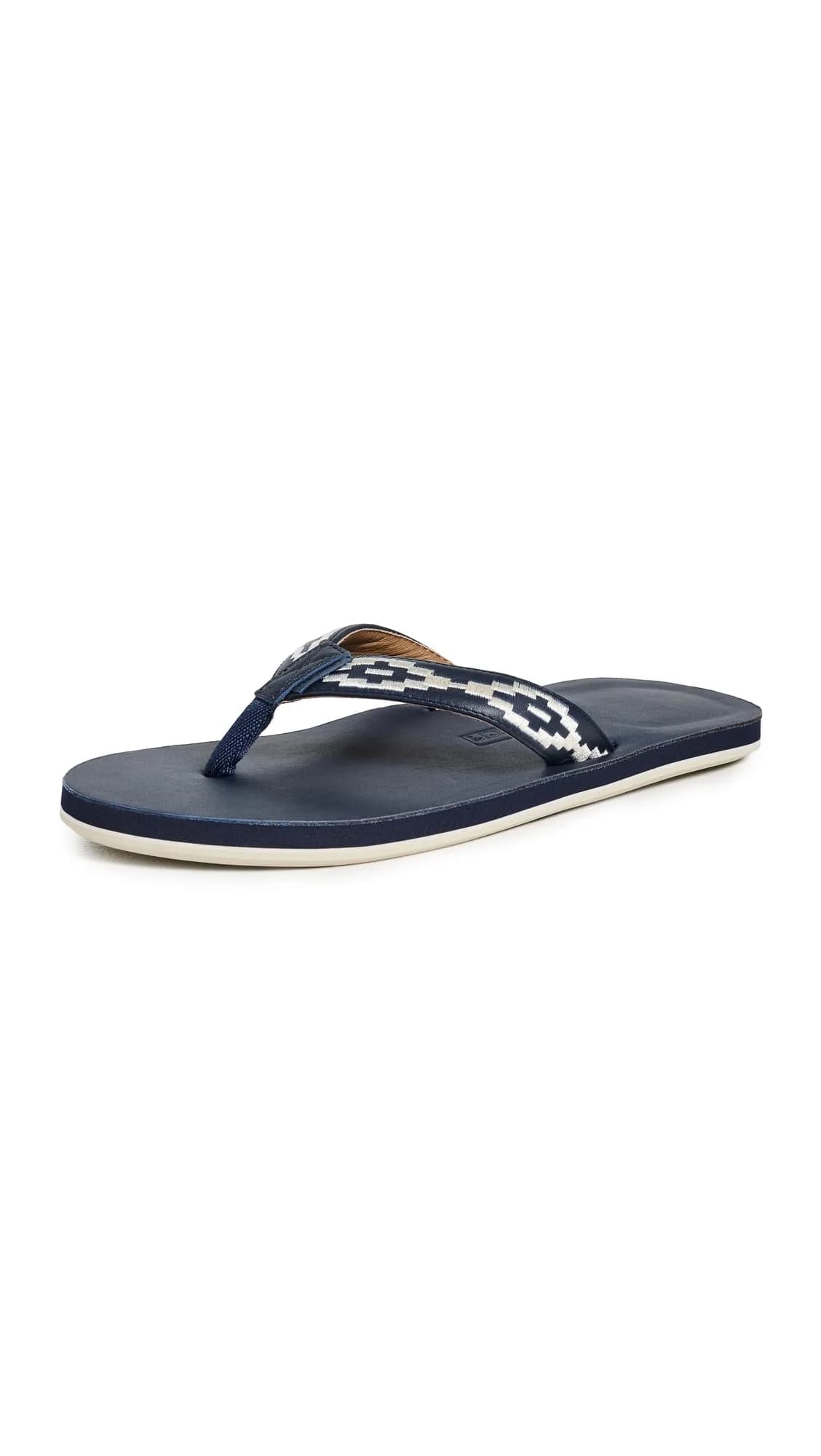 Hari Mari Men's Fields Camino Flip Flops Leather Navy 9 Medium | All-Day Comfort — Navy