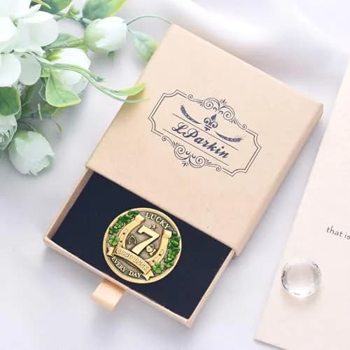 LParkin Lucky Coin Charm 1.57 inches | Four Leaf Clover & Elephant Prosperity Token thumbnail 8